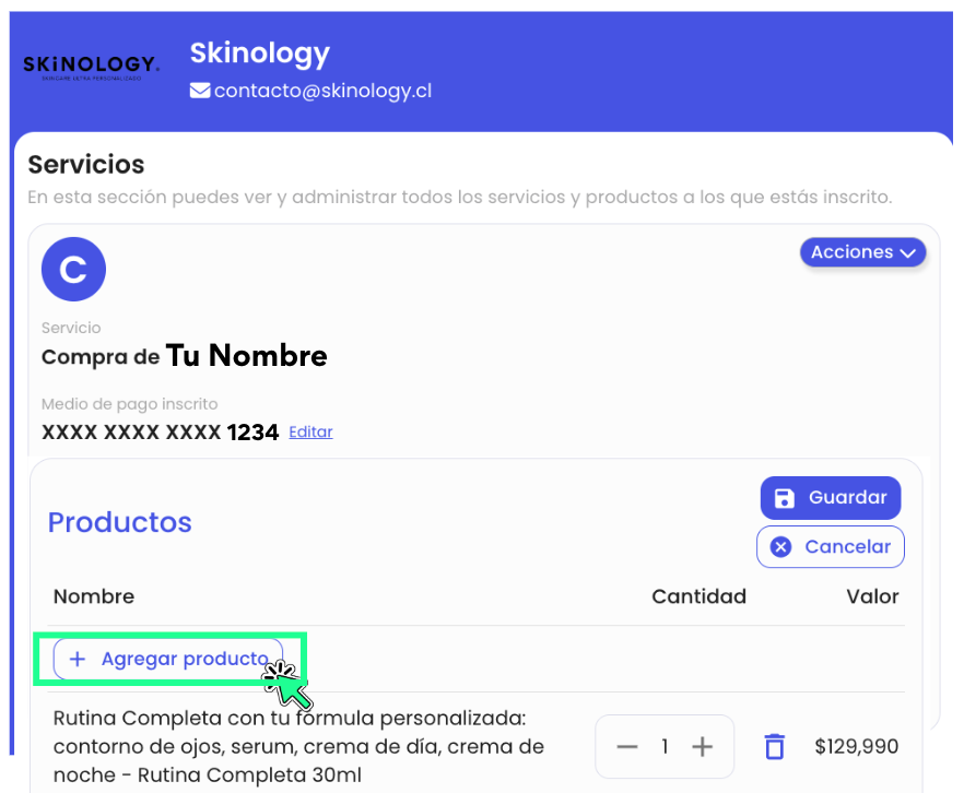 <p>Click en <strong>Agregar producto</strong></p>