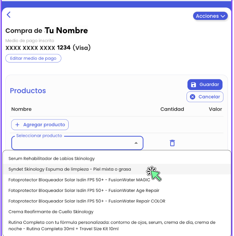 <p>Elige los productos que quieres agregar a tu próxima orden</p>