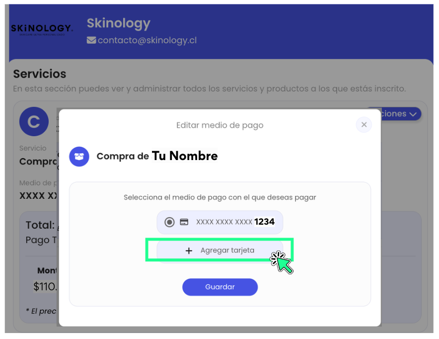 <p>Haz click en <strong>Agregar tarjeta</strong></p>